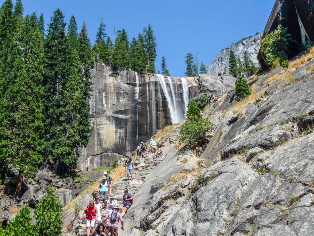 Lots of people enjoying Vernal Fall