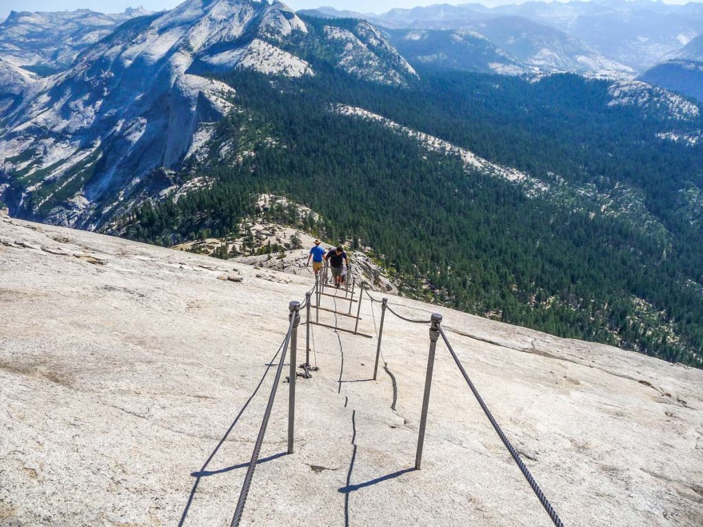 Going down Half Dome cables