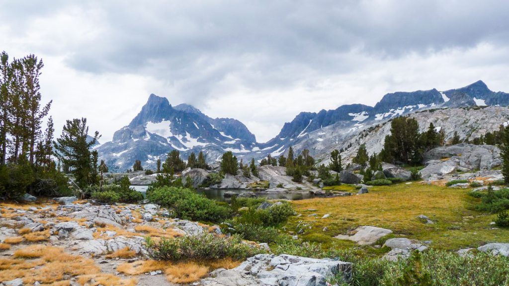 Small lake before Thousand Island Lake. Banner Peak on the backgroun