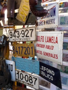 Old license plates and signs