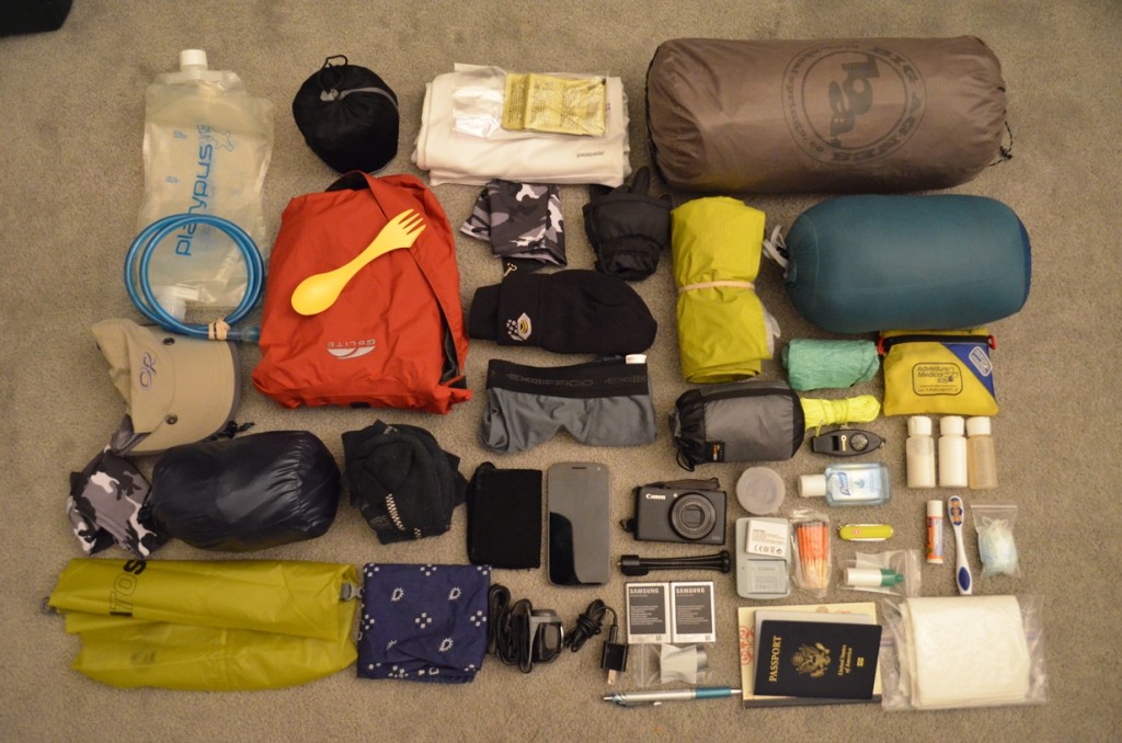 Backpack contents for the Waitukubuli National Trail