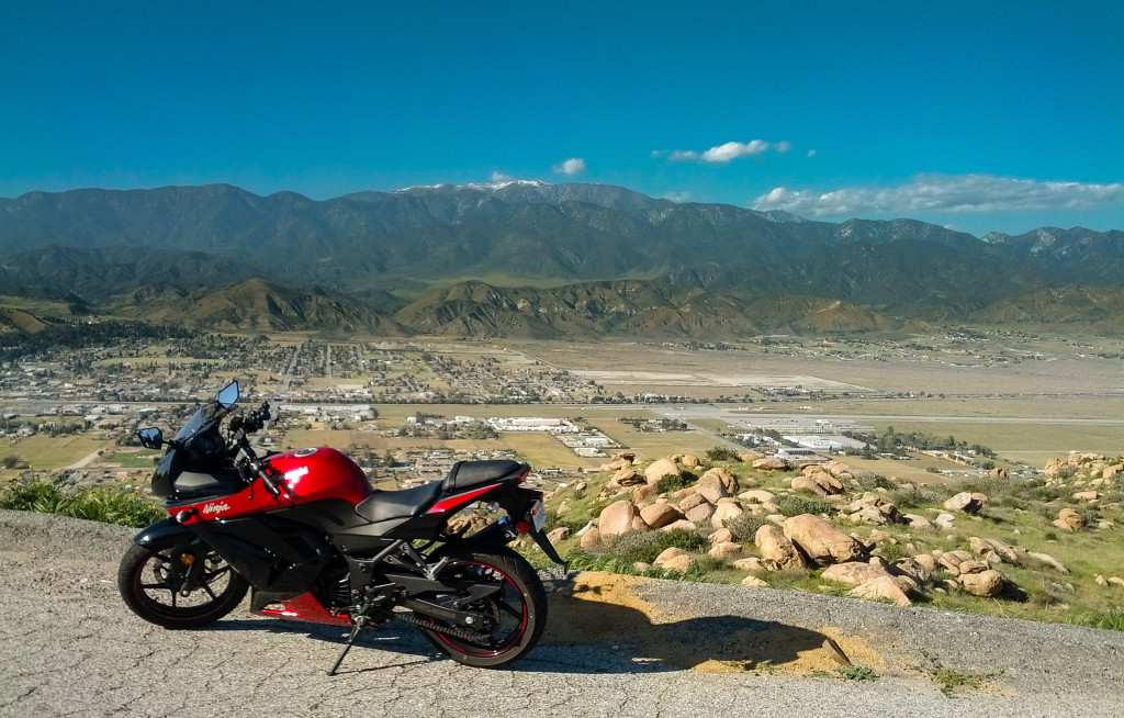 My Ninja 250 on Highway 243, overlooking Banning