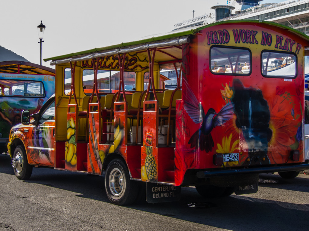 Tourist bus in Roseau, Dominica