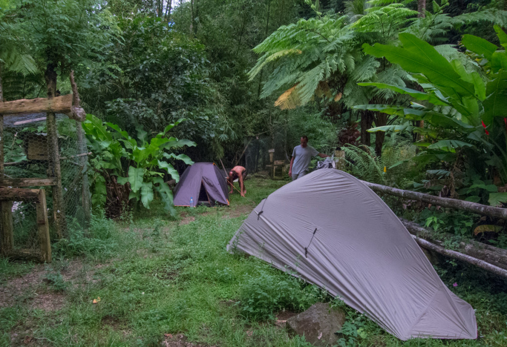 Camping behind The Corner Bar, Waitukubuli National Trail