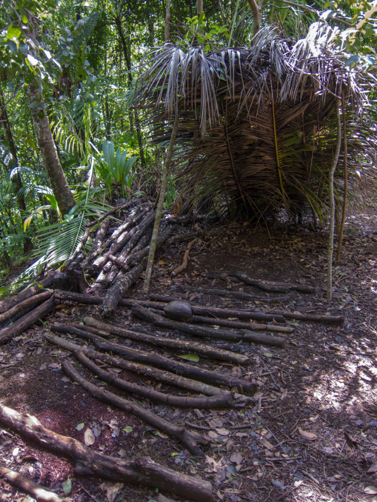 Someone made this makeshift shelter, Waitukubuli National Trail