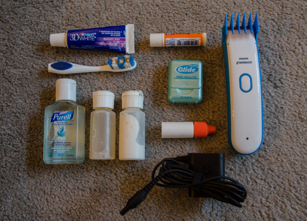 Toiletries for hiking