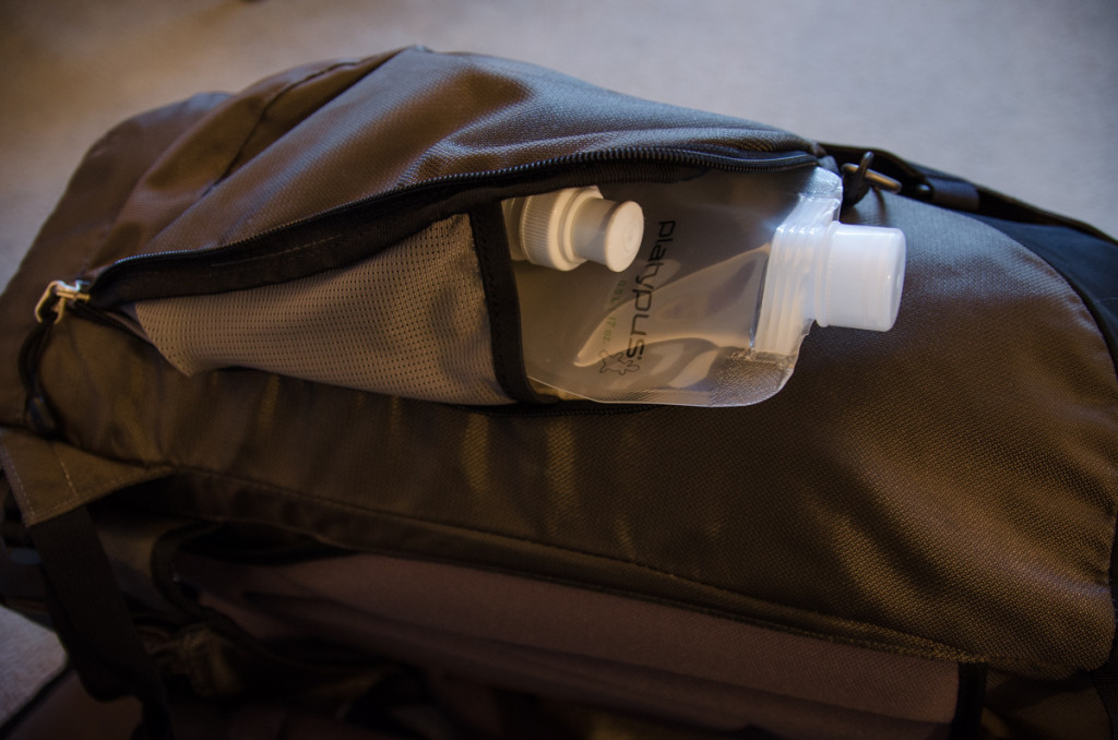 Water containers in the other side pocket