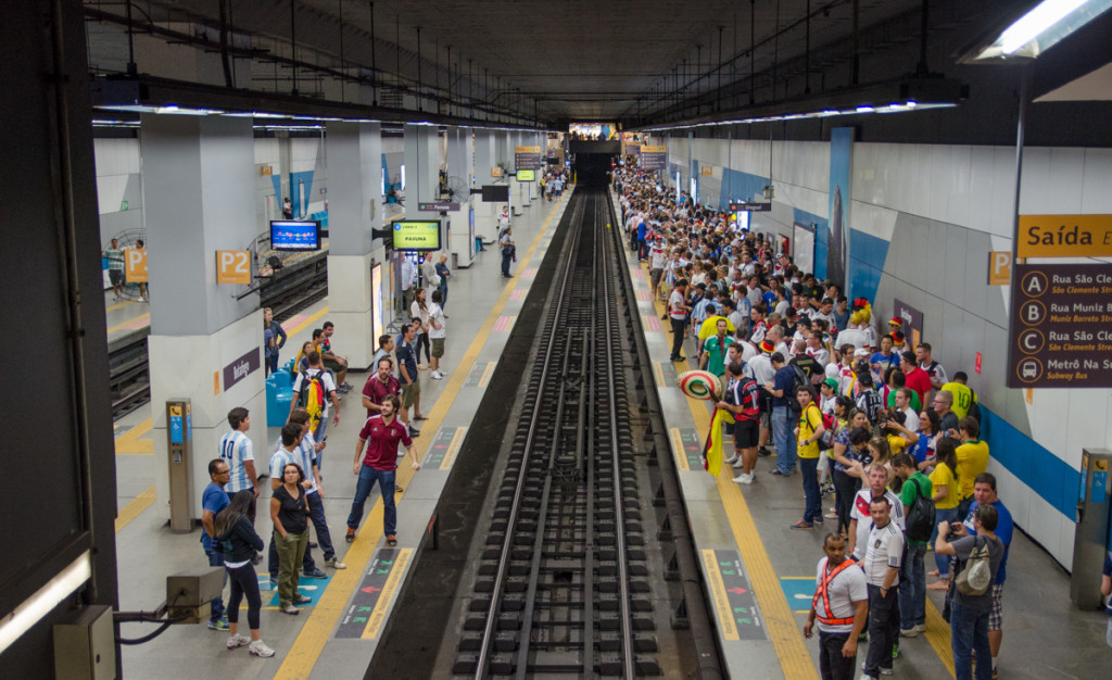 Football fans at the Botafogo Metro Station