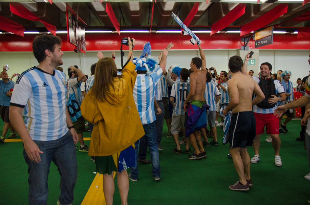 Argentina fans at the Maracana Metro Station