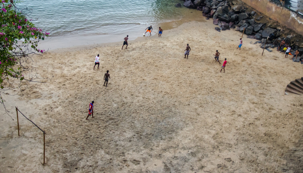 Beach football in Salvador, Brazil