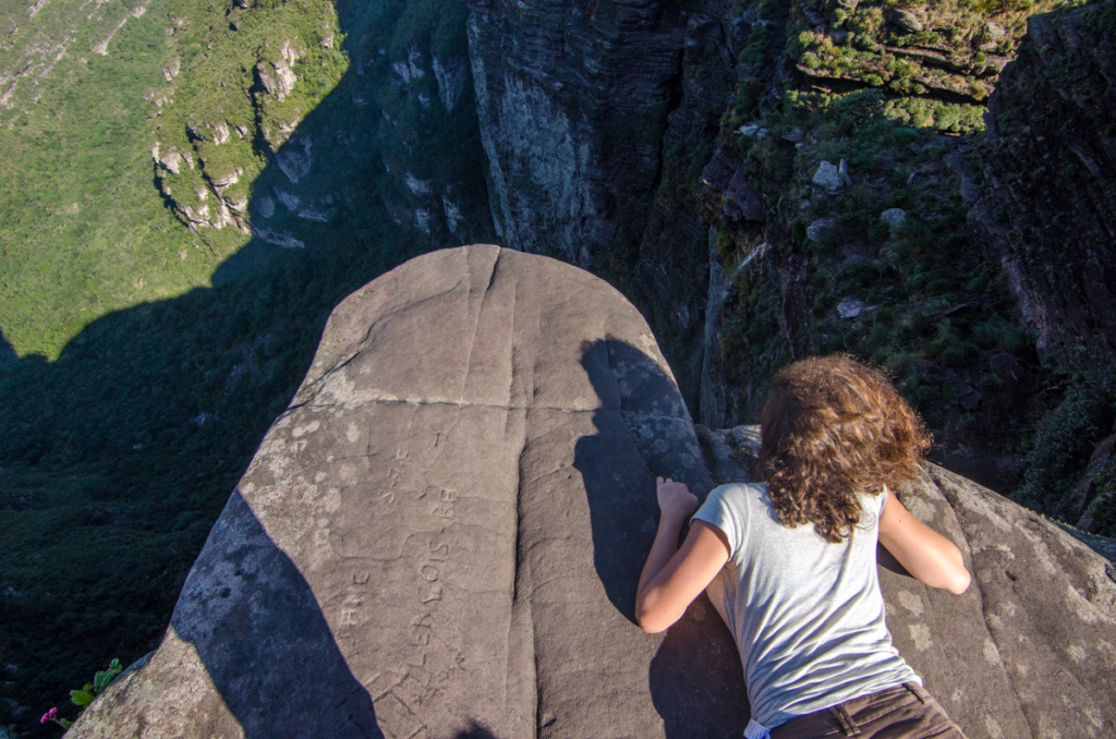 Tiphane looking down from Cachoeira da Fumaça