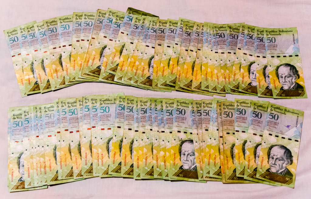 About US$40 in Venezuelan bolivares
