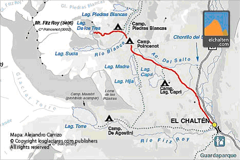 El Chalten Hiking Map