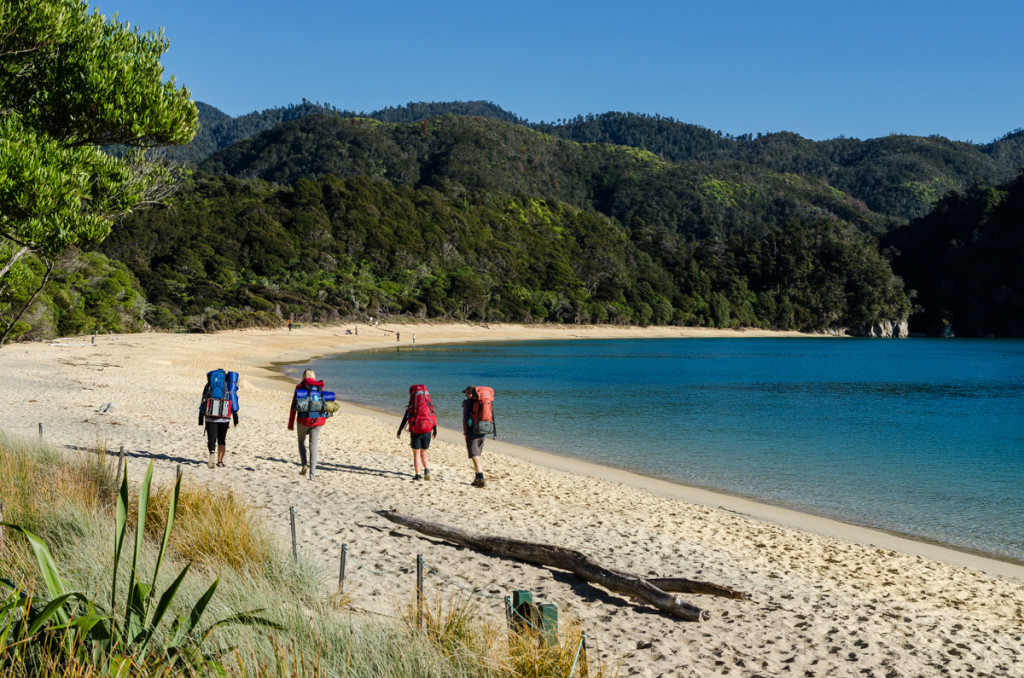 Leaving Anchorage Hut, Abel Tasman Coast Track