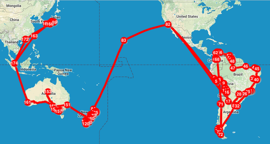 Places visited after 500 days