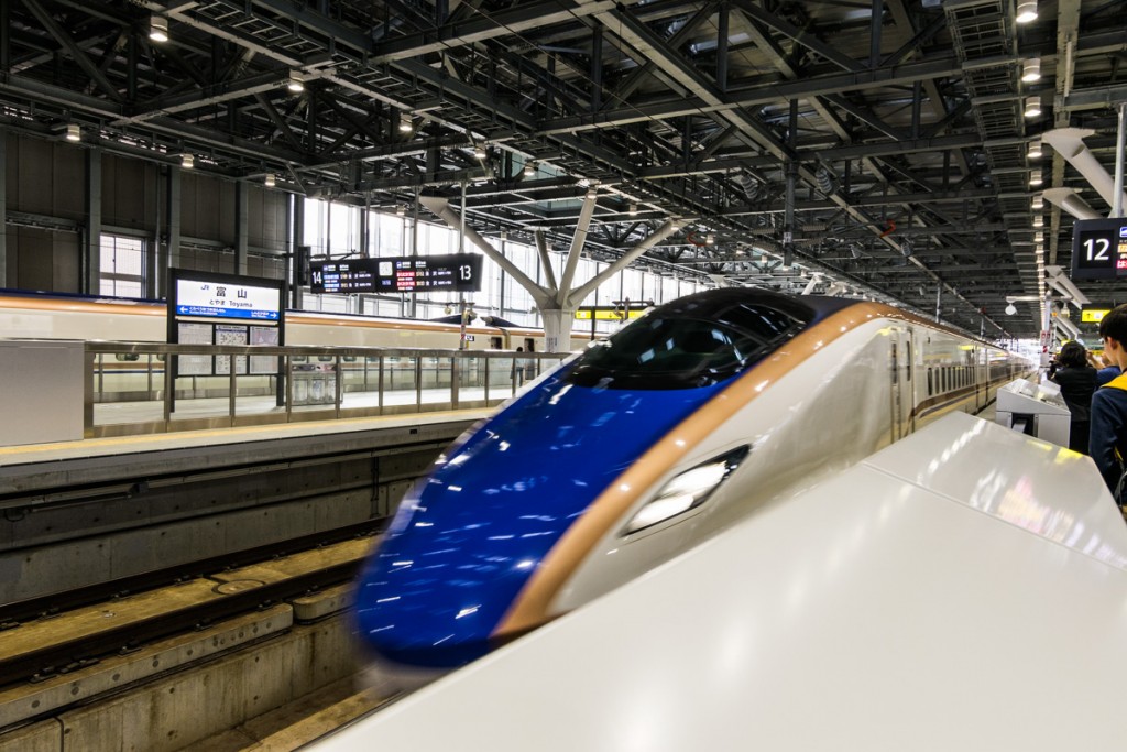 Shinkansen train at Toyama Station