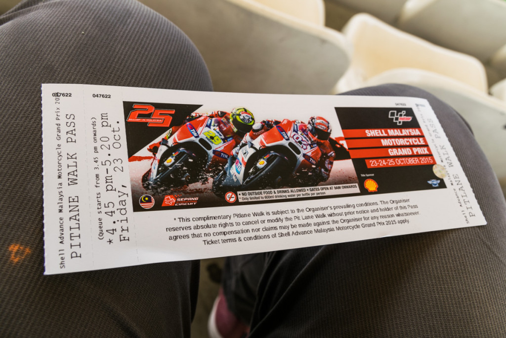 Free Pitlane Walk pass, Malaysian MotoGP