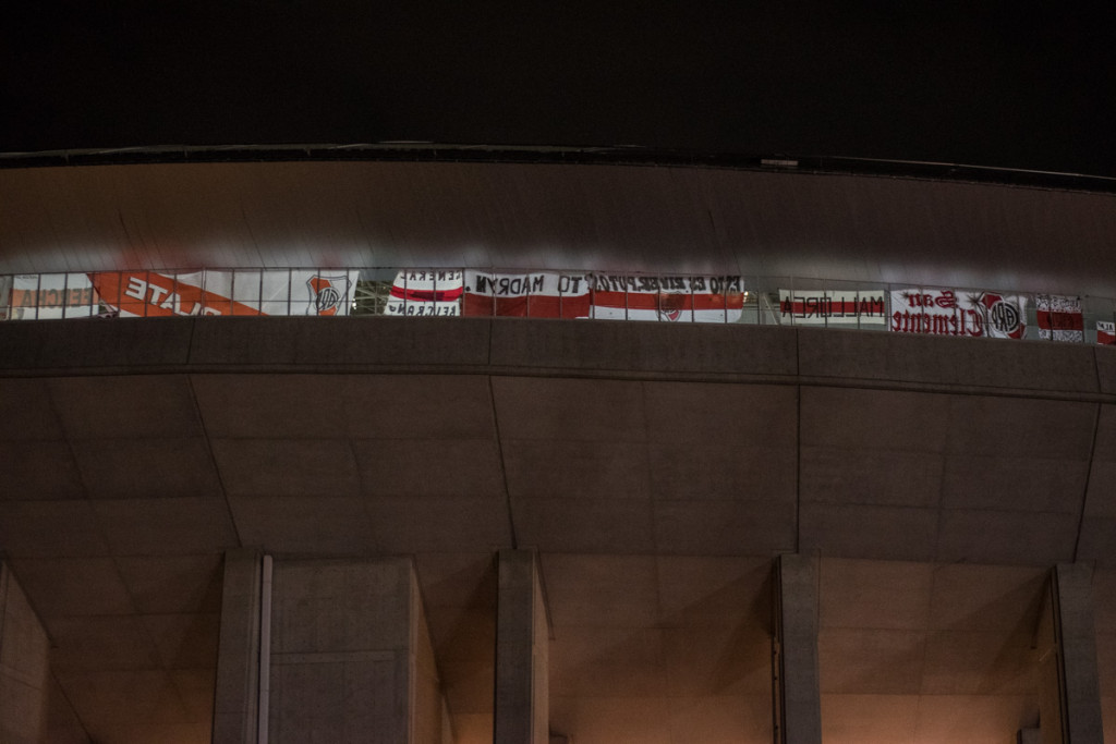 River Plate flags outside Osaka Nagai stadium