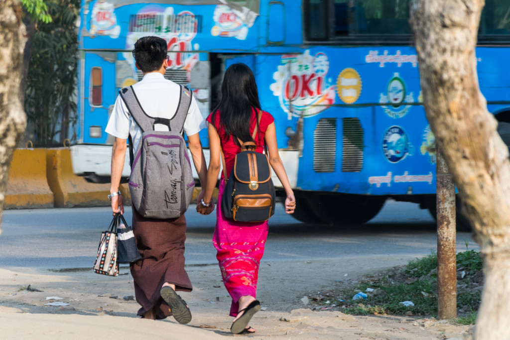 Couple on the street, Yangon, Myanmar