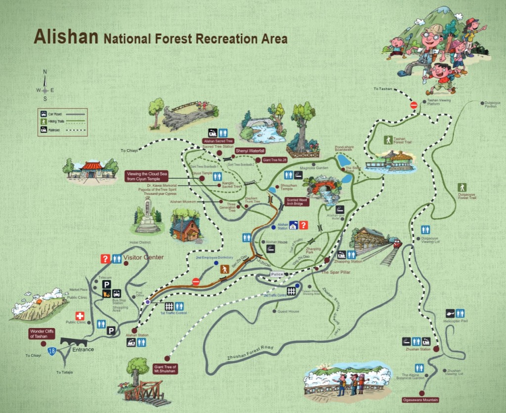 Map of Alishan National Forest Recreation Area