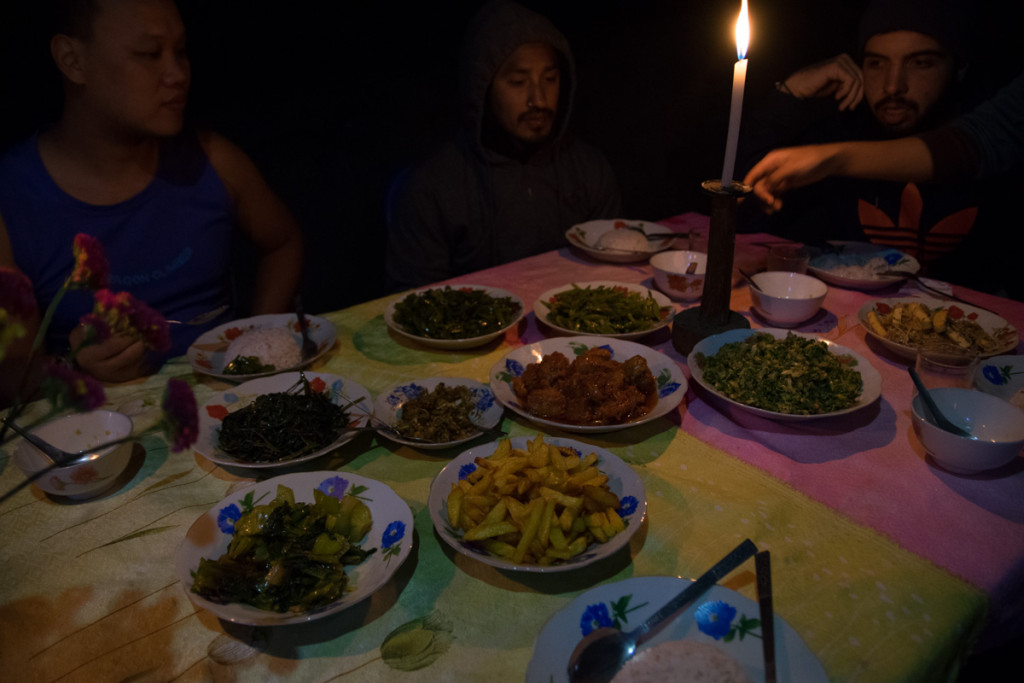 Dinner at a village on hike from Kalaw to Inle Lake