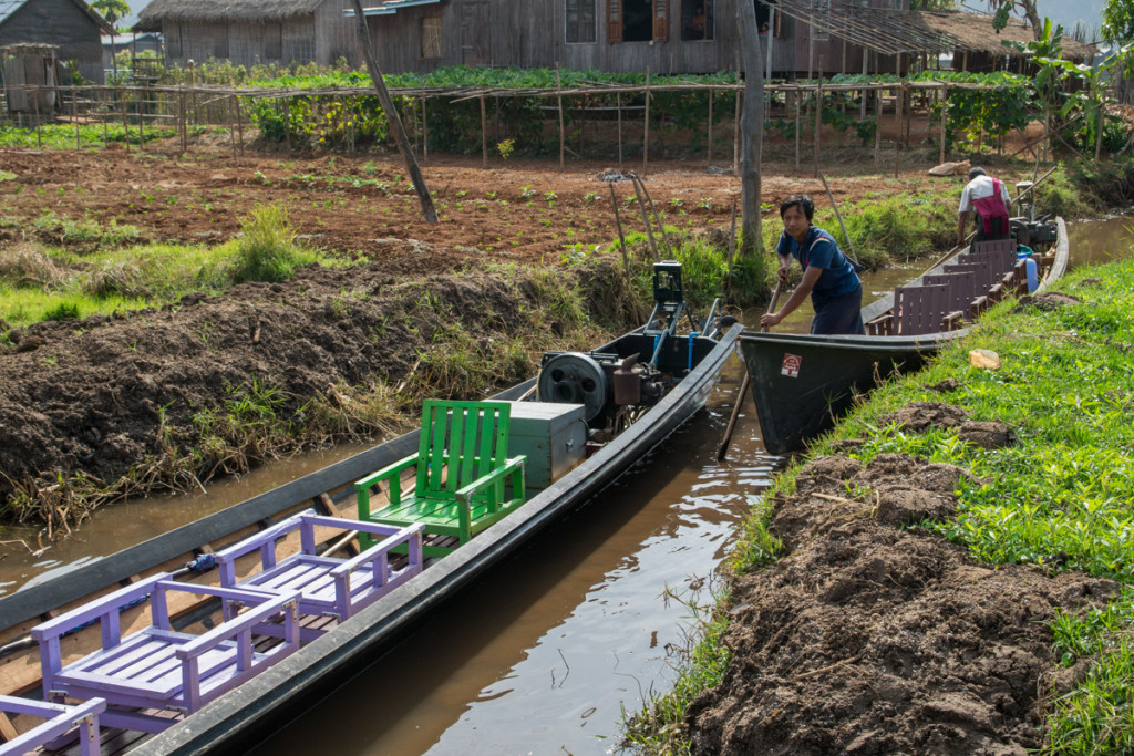 Boarding our boat, Inle Lake