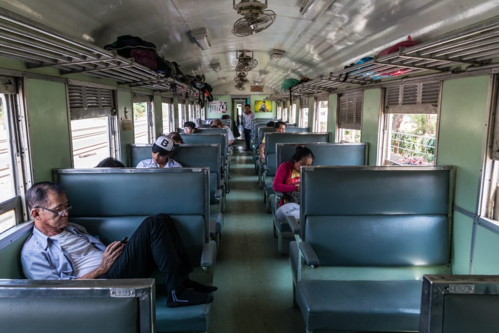 Train from Aranyaprathet to Bangkok, Thailand