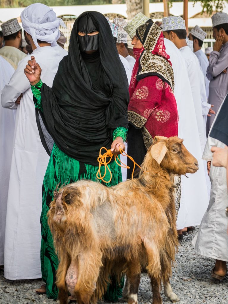 Bedouin woman at the Goat Market in Nizwa, Oman