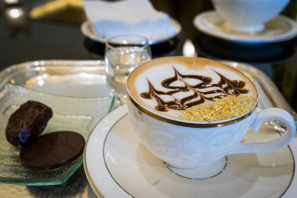 Cappuccino with gold flakes at the Emirates Palace, Abu Dhabi