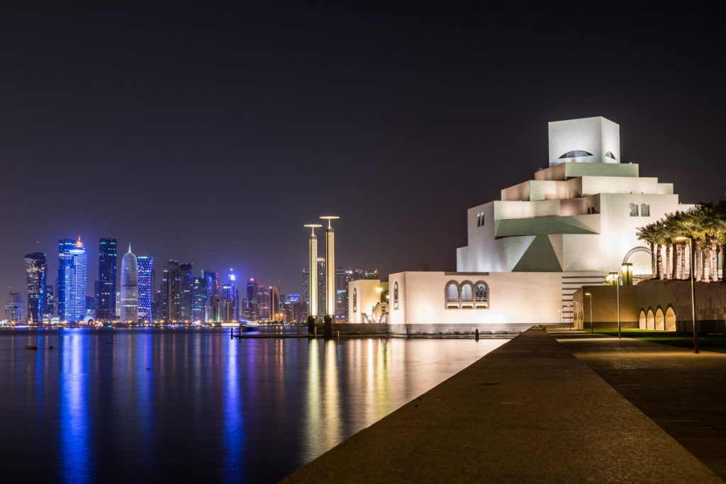 Doha skyline at night