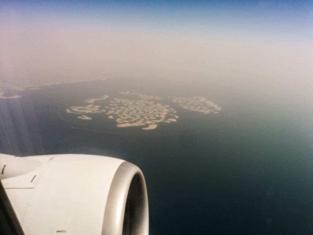 Flying over "The World", Dubai