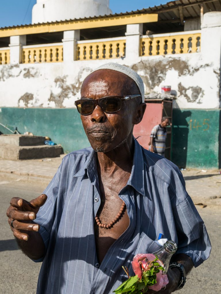 Man chewing khat, Djibouti City