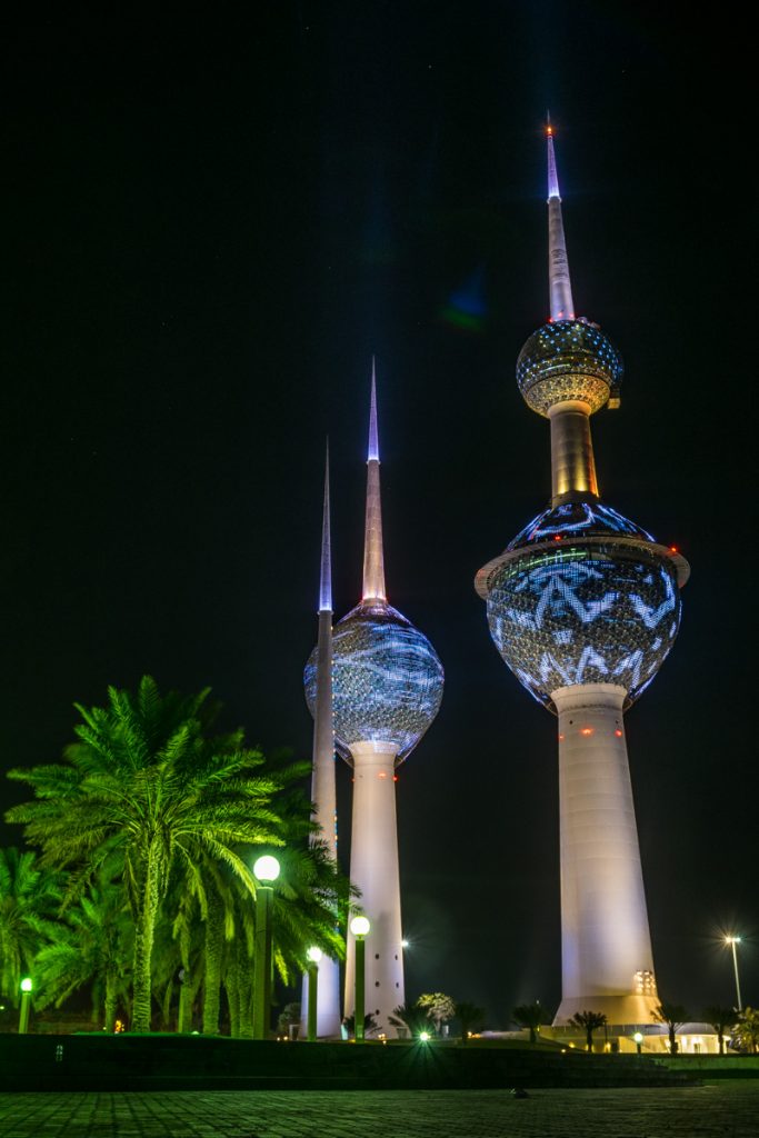 Kuwait Towers at night