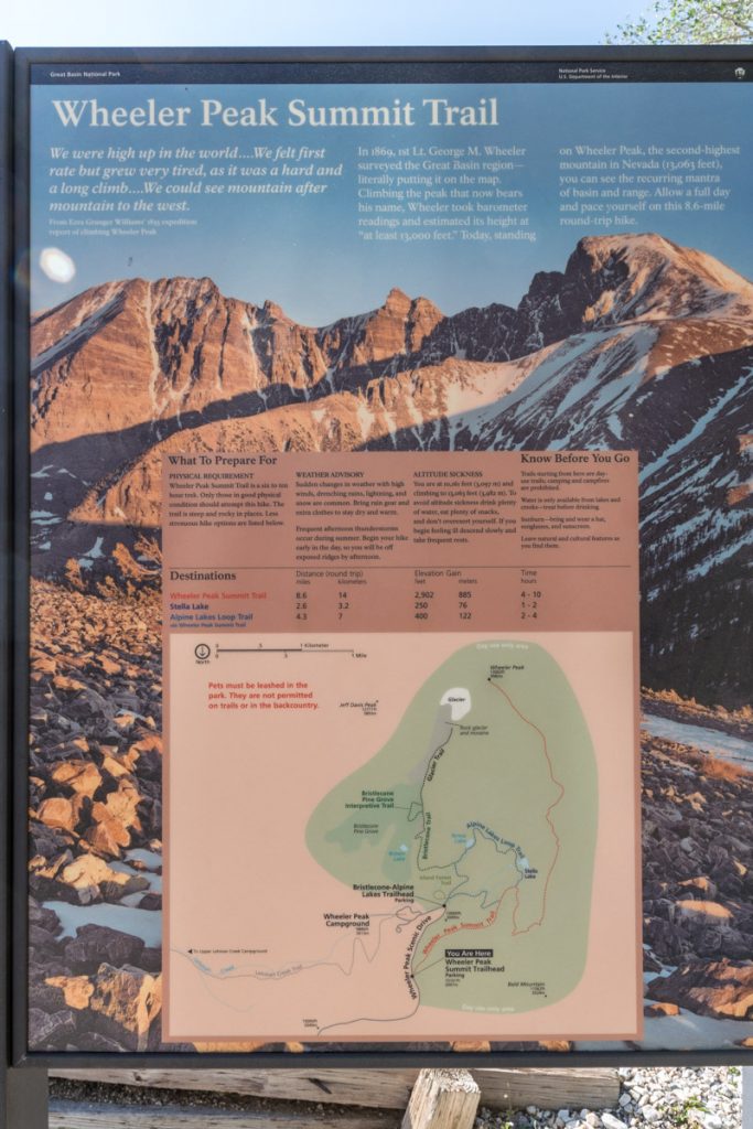 Wheeler Peak Summit Trail sign