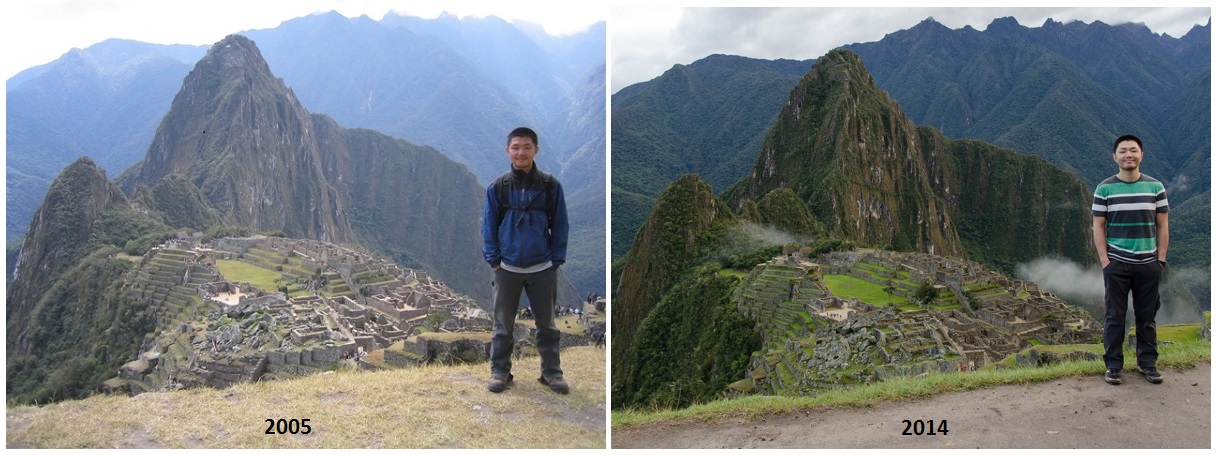 Machu Picchu. Same spot, 9 years later.