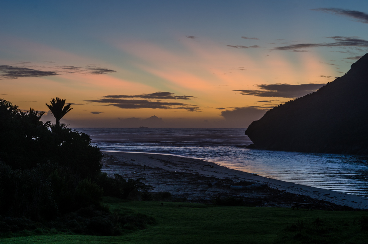 Sunset over Heaphy River mouth, Heaphy Track